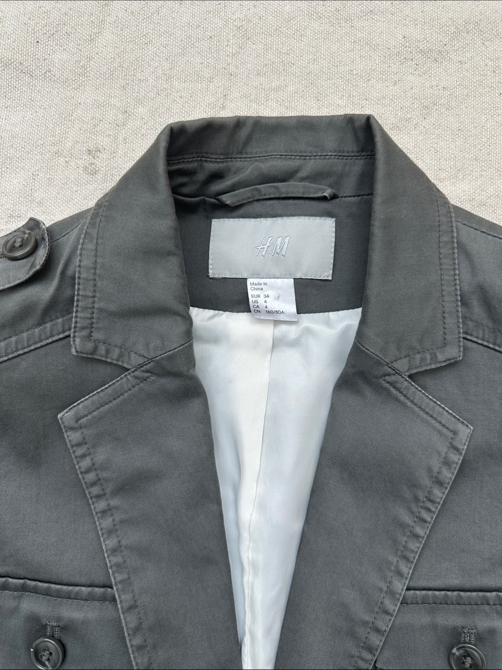 H&M Military/Utility Style Blazer Jacket – Dark Green/Olive – Size 4 - Picture 2 of 9
